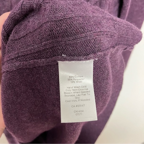 Talbots Sweater Womens Medium Purple Wool Blend Cable Knit Long Sleeve Casual - Picture 3 of 4
